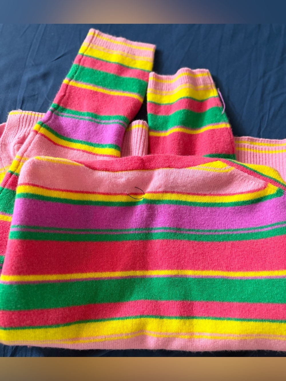 Velvet by Graham & Spencer Striped V-Neck Cardigan in Pink, Green & Yellow - Picture 4 of 10